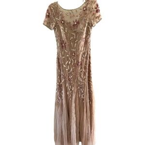 NWT Adrianna Papell Blush and Pink Embroidered Midi Dress